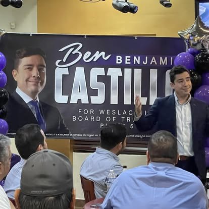 Ben Castillo speaking to supporters